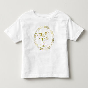 フラワーガールレースのよう金ゴールドフ結婚リーグリーの子 トドラーTシャツ