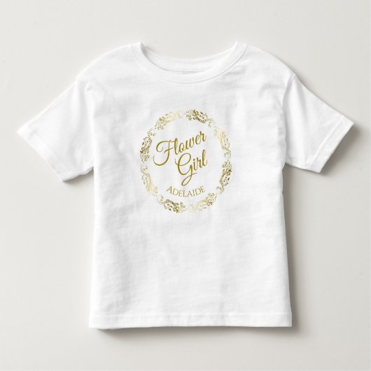 フラワーガールレースのよう金ゴールドフ結婚リーグリーの子 トドラーTシャツ (正面)