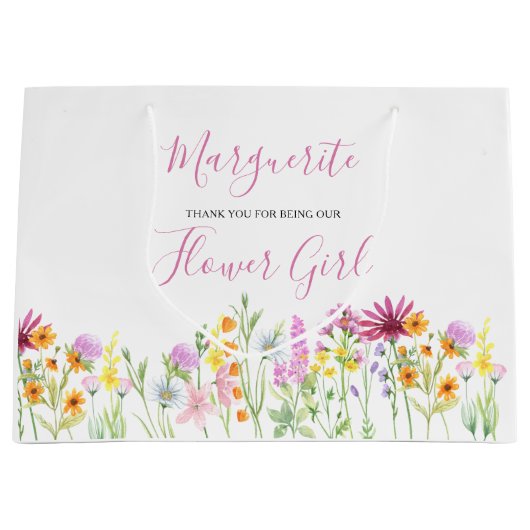 フラワーガールワイルドフラワーメドウありがとうございました ラージペーパーバッグ (正面)
