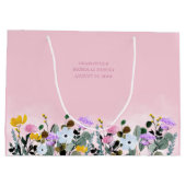 フラワーガールワイルドフラワーローンピンクありがとうお大 ラージペーパーバッグ (裏面)