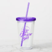 フラワーガール名パープルスクリプトブライダル結婚ズギフト アクリルタンブラー (裏面)