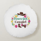 フラワーガール女性のカーボーイキープサケ ラウンドクッション (裏面)