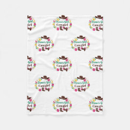 フラワーガール女性のカーボーイ フリースブランケット