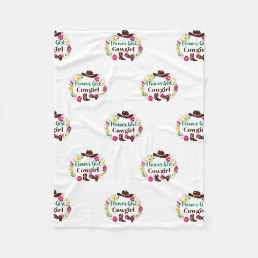 フラワーガール女性のカーボーイ フリースブランケット (正面)