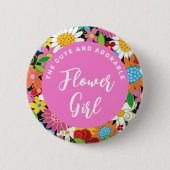 フラワーガール春の花庭園の結婚式名タグ 缶バッジ (正面)