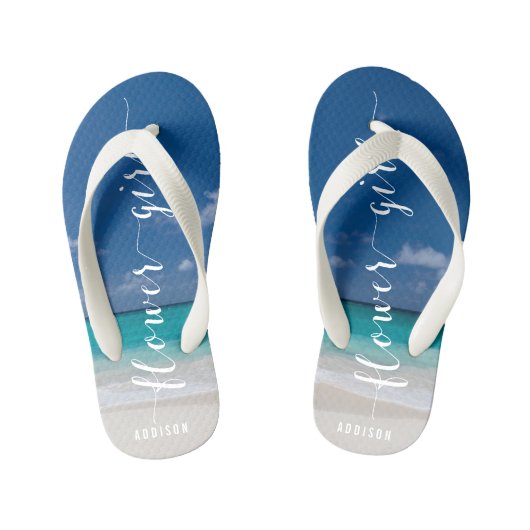 フラワーガール書道ビーチ結婚式ビーチサンダル キッズビーチサンダル (フットベッド)