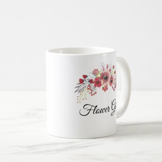 フラワーガール水彩ピンクフラワーブーケマグ コーヒーマグカップ (正面右)