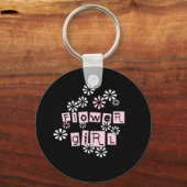 フラワーガール白オンブラック キーホルダー (正面)