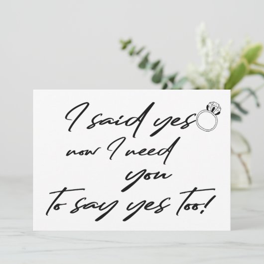 フラワーガール私が言ったyesおもしろいタイポグラフィ 招待状 (スタンド正面)