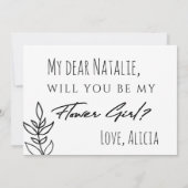 フラワーガール私が言ったyesおもしろいタイポグラフィ 招待状 (裏面)