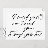 フラワーガール私が言ったyesおもしろいタイポグラフィ 招待状 (正面/裏面)