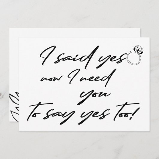 フラワーガール私が言ったyesおもしろいタイポグラフィ 招待状 (正面/裏面)