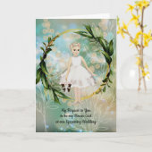 フラワーガール結婚のリクエスト若いガール図解入りの、写真付きの カード (黄色い花)