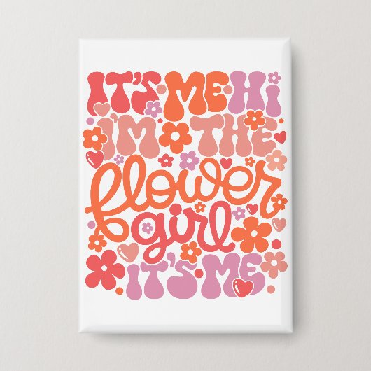 フラワーガール結婚ズキュートトレンディーブライダルギフト 缶バッジ (正面)