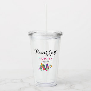 フラワーガール結婚ズピカラフルンクペイズリーフローラ アクリルタンブラー