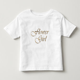 フラワーガール金ゴールドスエレガントクリプトシック白 トドラーTシャツ