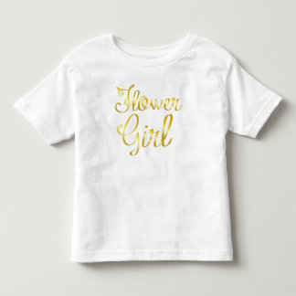 フラワーガール金ゴールドホワイトティーシャツ トドラーTシャツ