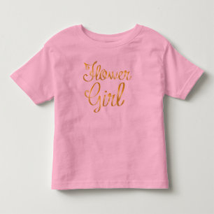 フラワーガール金ゴールドラッフルピンクティー トドラーTシャツ