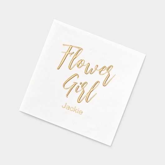 フラワーガール イエロー ゴールド ホワイト ウェディング 箔ナプキン (左)