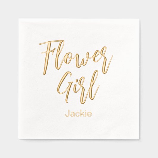 フラワーガール イエロー ゴールド ホワイト ウェディング 箔ナプキン (正面)