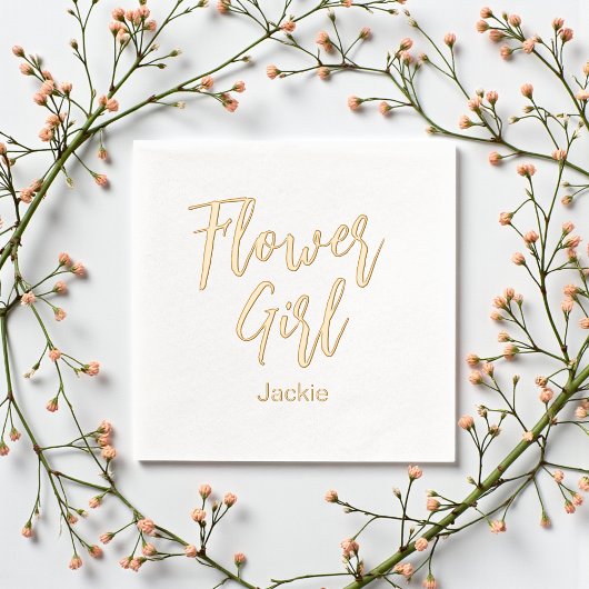 フラワーガール イエロー ゴールド ホワイト ウェディング 箔ナプキン