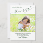 フラワーガール グリーンとホワイトの写真プロポーズカード 招待状 (正面)