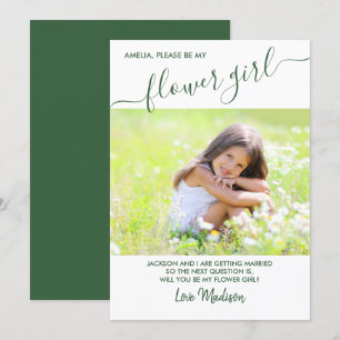 フラワーガール グリーンとホワイトの写真 プロポーズ カード
