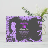 フラワーガール スウィート16 16歳 誕生日 招待状 招待 (スタンド正面)