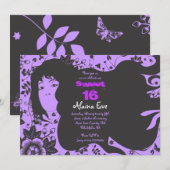 フラワーガール スウィート16 16歳 誕生日 招待状 招待 (正面/裏面)