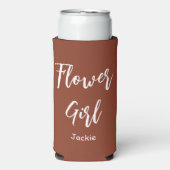 フラワーガール テラコッタ ブラウン ウェディング スリム缶クーラー (Seltzer正面)
