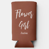 フラワーガール テラコッタ ブラウン ウェディング スリム缶クーラー (正面)