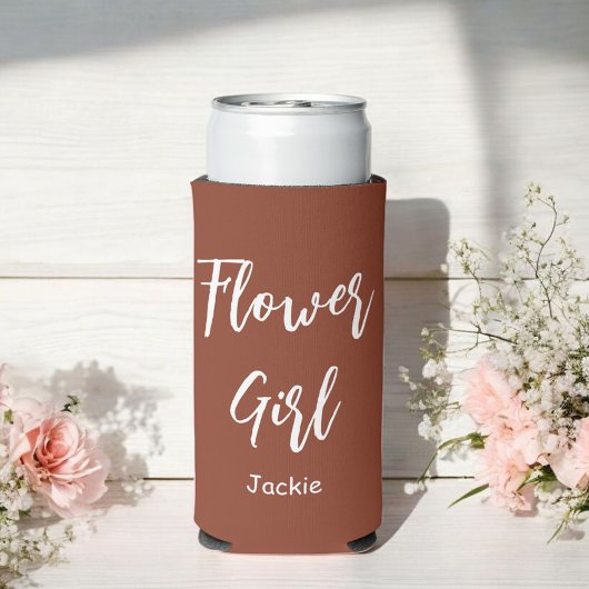 フラワーガール テラコッタ ブラウン 結婚式 スリム缶クーラー