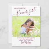 フラワーガール バーガンディーとホワイト フォト プロポーズ カード (正面)