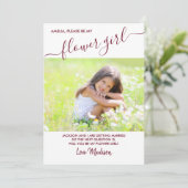 フラワーガール バーガンディーとホワイト フォト プロポーズ カード (スタンド正面)