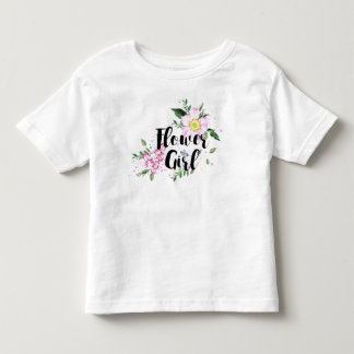 フラワーガール ピンク フラワー ウォーターカラー ウェディング トドラーTシャツ