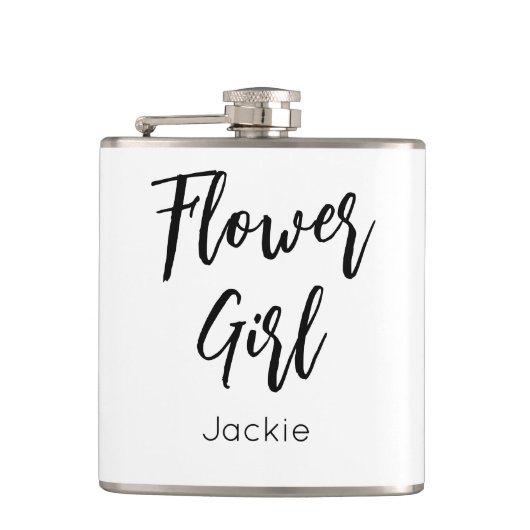 フラワーガール ブラック ホワイト ウェディングパーティー 結婚式 フラスク (正面)