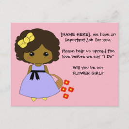 フラワーガール プロポーズカード - 茶髪の女性 招待状