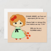 フラワーガール プロポーズカード - 赤 招待状 (正面/裏面)