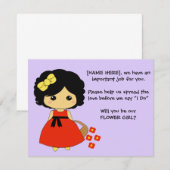 フラワーガール プロポーズ カード - 黒髪 (正面/裏面)