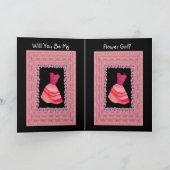 フラワーガール 招待状 - ピンク＆レッドのドレス (内部)