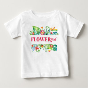 フラワーガール 水彩トロピカル ウェディング ベビーTシャツ