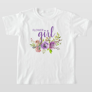 フラワーガール 紫 花柄 ウェディングTシャツ Tシャツ