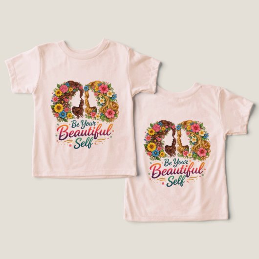 フラワーガール「Be Your Beautiful Self」トドラーTシャツ (デザイン正面&裏面)
