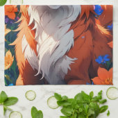 フラワーキツネ キッチンタオル (折り畳み)