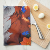 フラワーキツネ キッチンタオル (四つ折り)