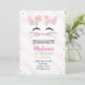 フラワーキティ猫の誕生日の招待状 招待状 (スタンド正面)