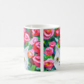 フラワーキャットかわいらしグレイ芸術的タ猫 コーヒーマグカップ (中央)