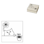 フラワーキャットアートスタンプ ラバースタンプ (押印)