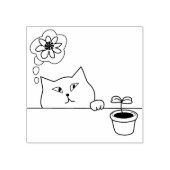 フラワーキャットアートスタンプ ラバースタンプ (インプリント)