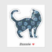 フラワーキャットブルーデイジー猫 シール (シート)